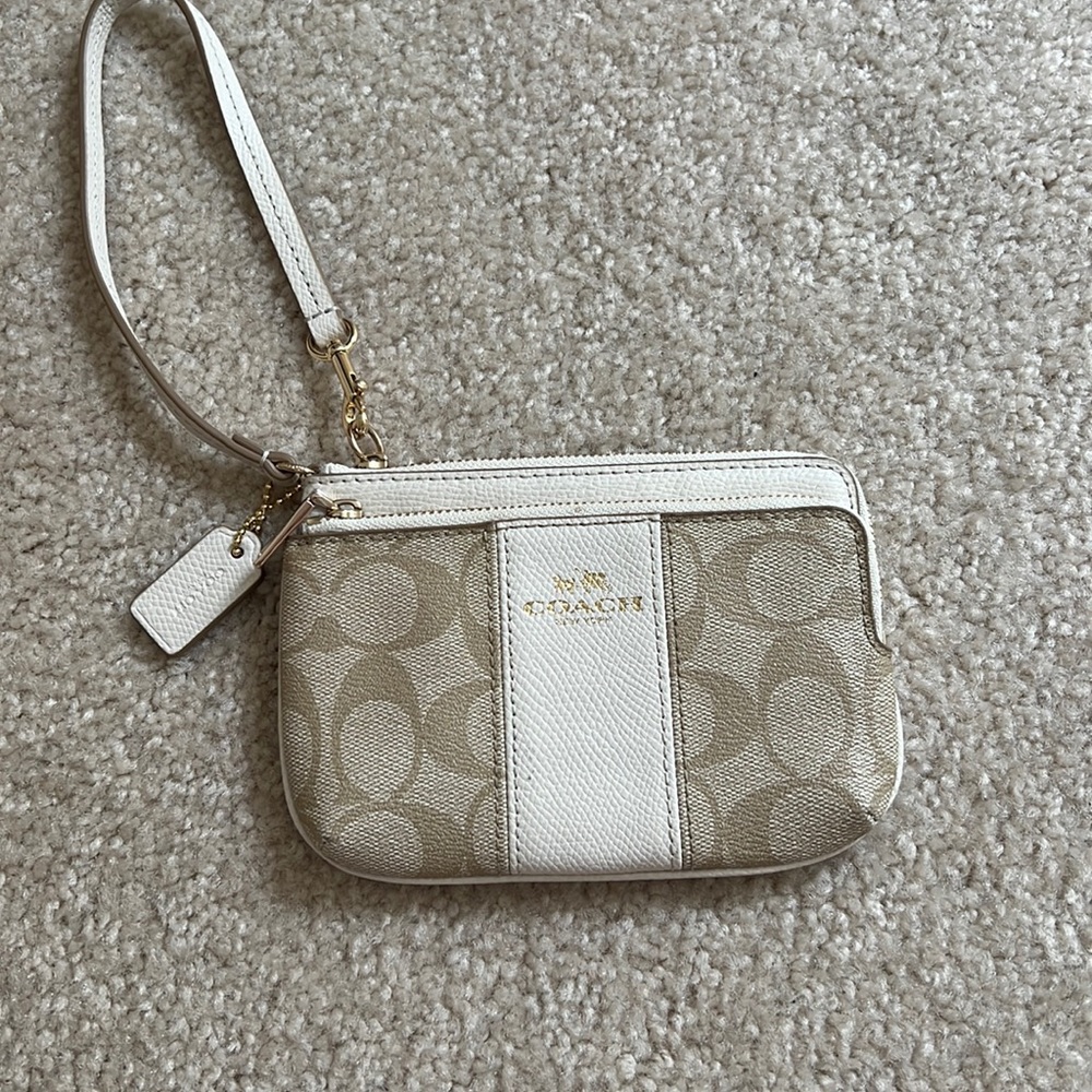 Coach Cream and Gold Wristlet